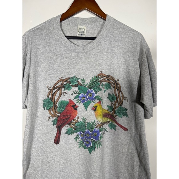 Cotton Grove Designs Other - Vintage Cotton Grove Designs Cardinals Heart T-Shirt Grey Large Made in USA